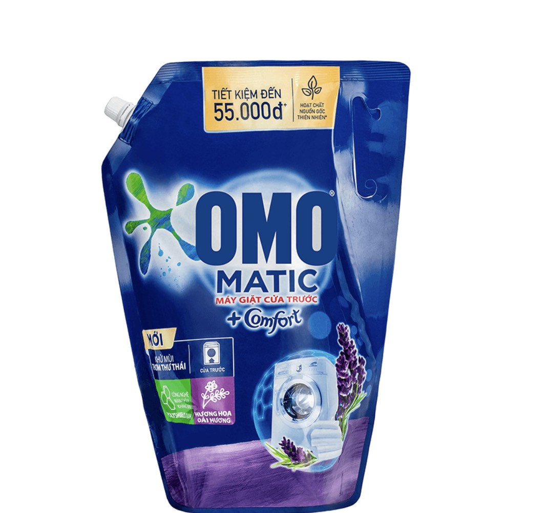 Nước giặt OMO Matic cửa trước khử mùi thư thái hương hoa oải hương túi 2.8 lít